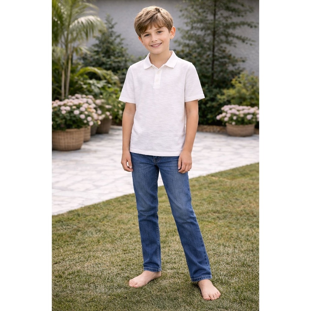 HANNA ANDERSSON Polo Shirt Kids 10 White Cotton Short Sleeve Casual‎